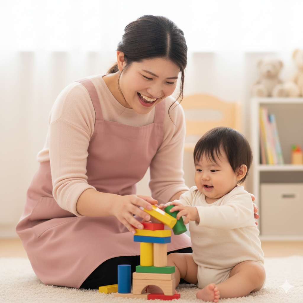 Yukari playing with child